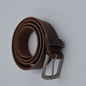Vatan Classic Brown Leather Belt with Silver Buckle
